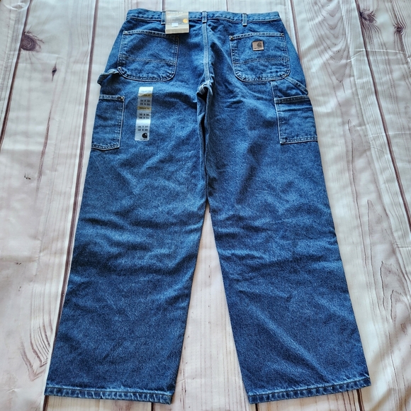 NWT Carhartt "Double Front Washed Logger Dungaree" Blue Jean #B73 DST Mens 38x30 - Picture 6 of 12